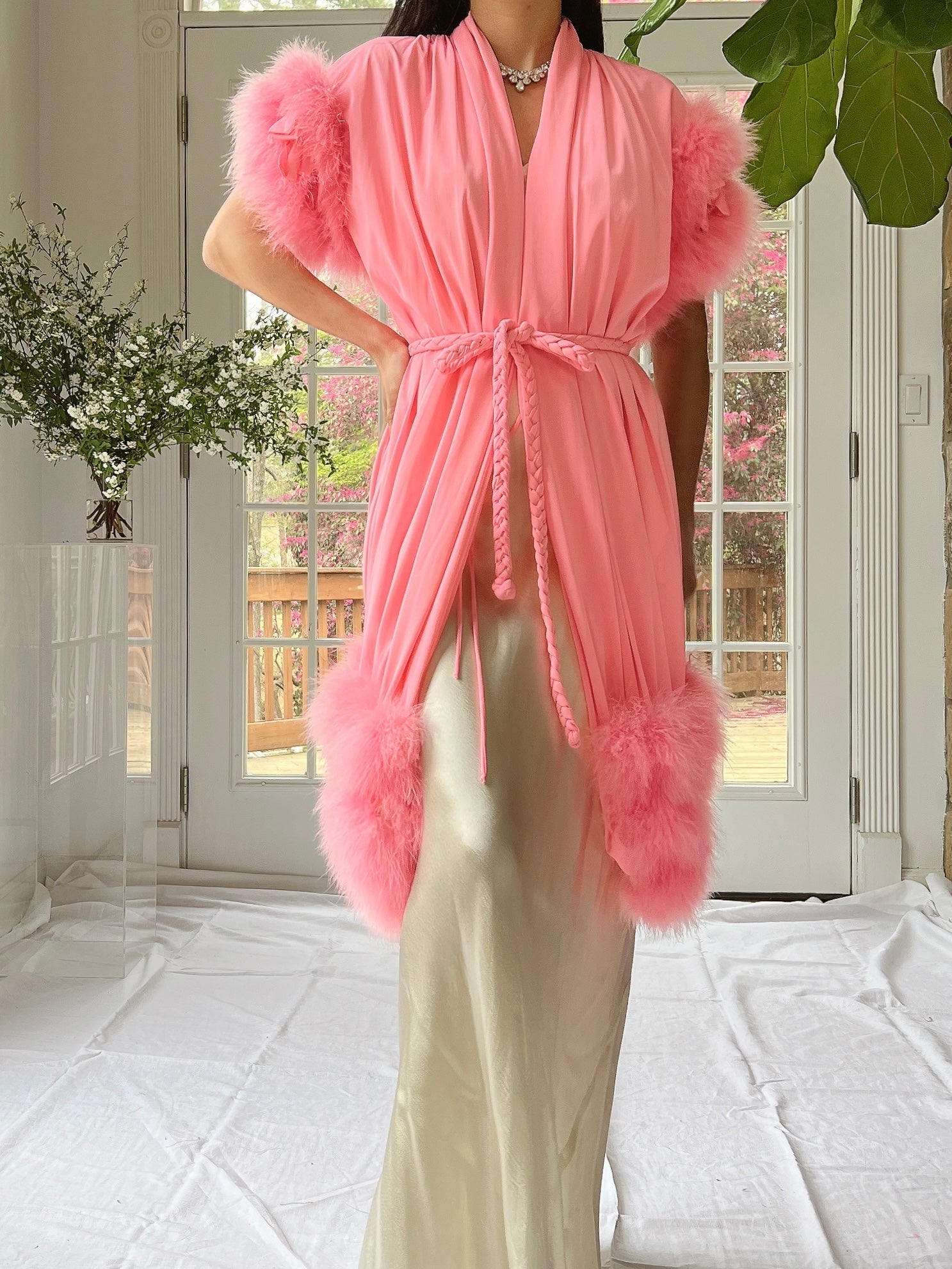 1960s I. Magnin Pink Feather Duster - OSFM