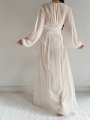 1930s Ivory Silk Chiffon Dressing Robe - S