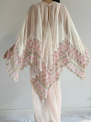 1960s Chiffon and Crochet Asymmetrical Cape - OSFM