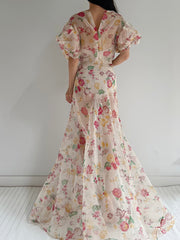 1930s Organza Floral Dress - S/M