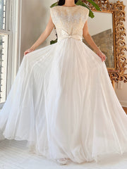 1960s Beaded Chiffon Dress - M
