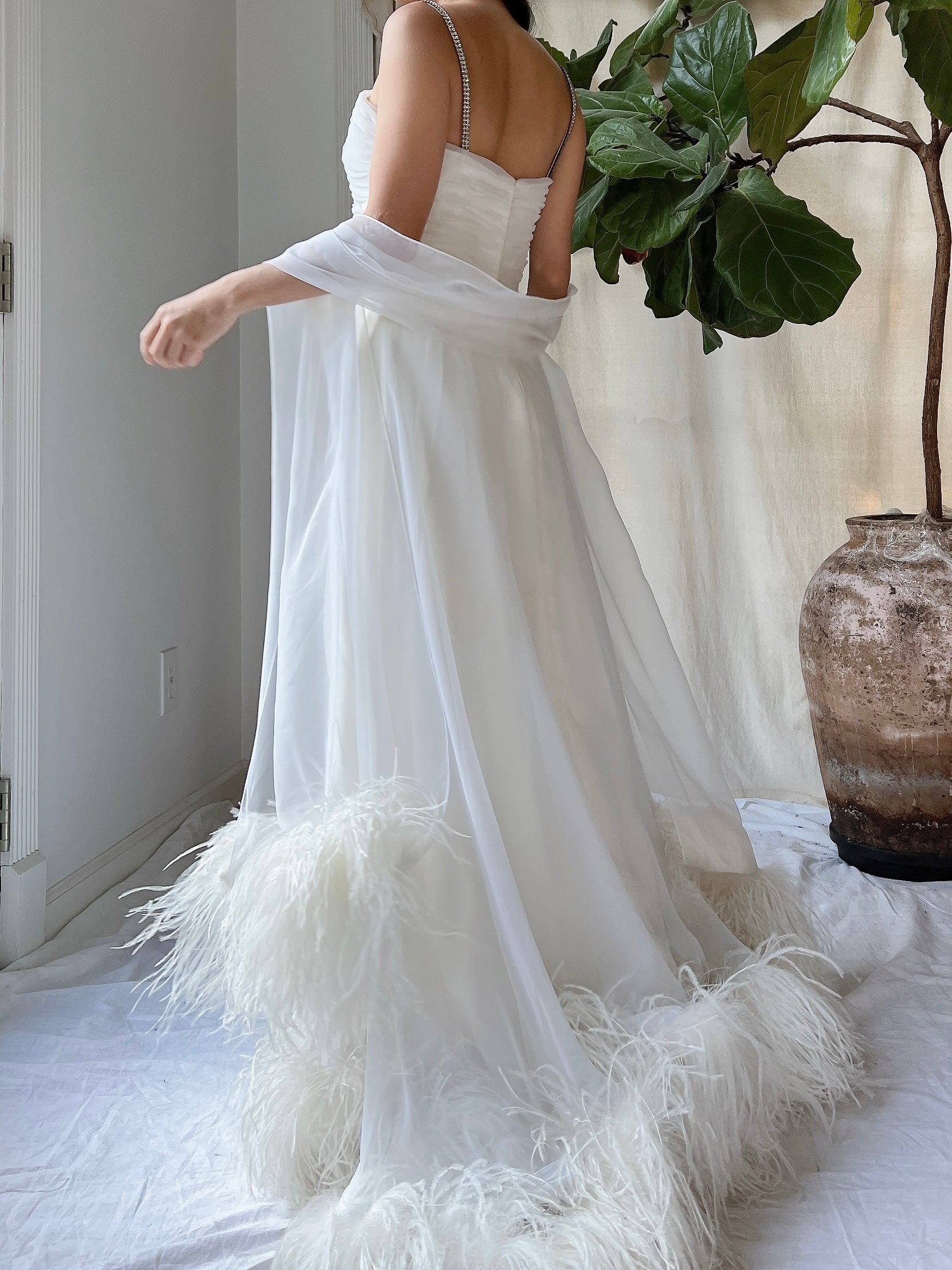 1960s Chiffon Feather Gown - XS