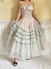 1950s Dotted Voile Dress - S