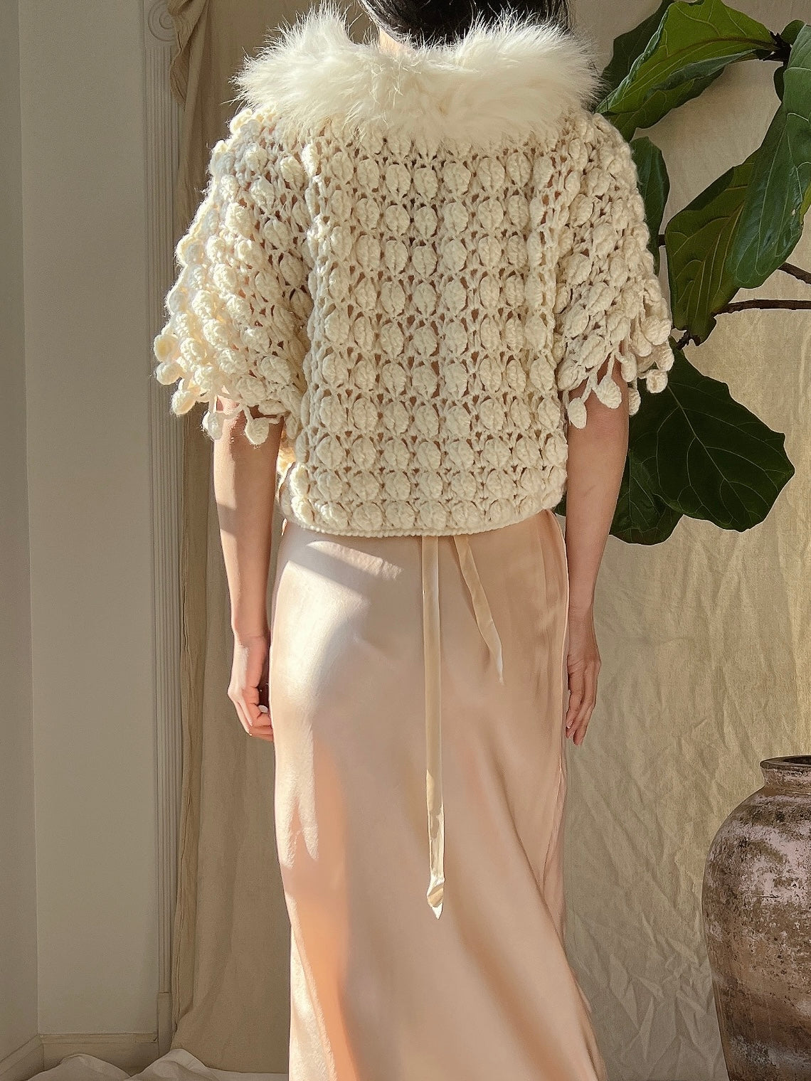 1940s Crochet Fuzzy Collar Bolero - OSFM