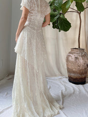 1940s Silk Embroidered Dress - XS