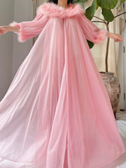 1960s Feather Nylon Dressing Gown - OSFM