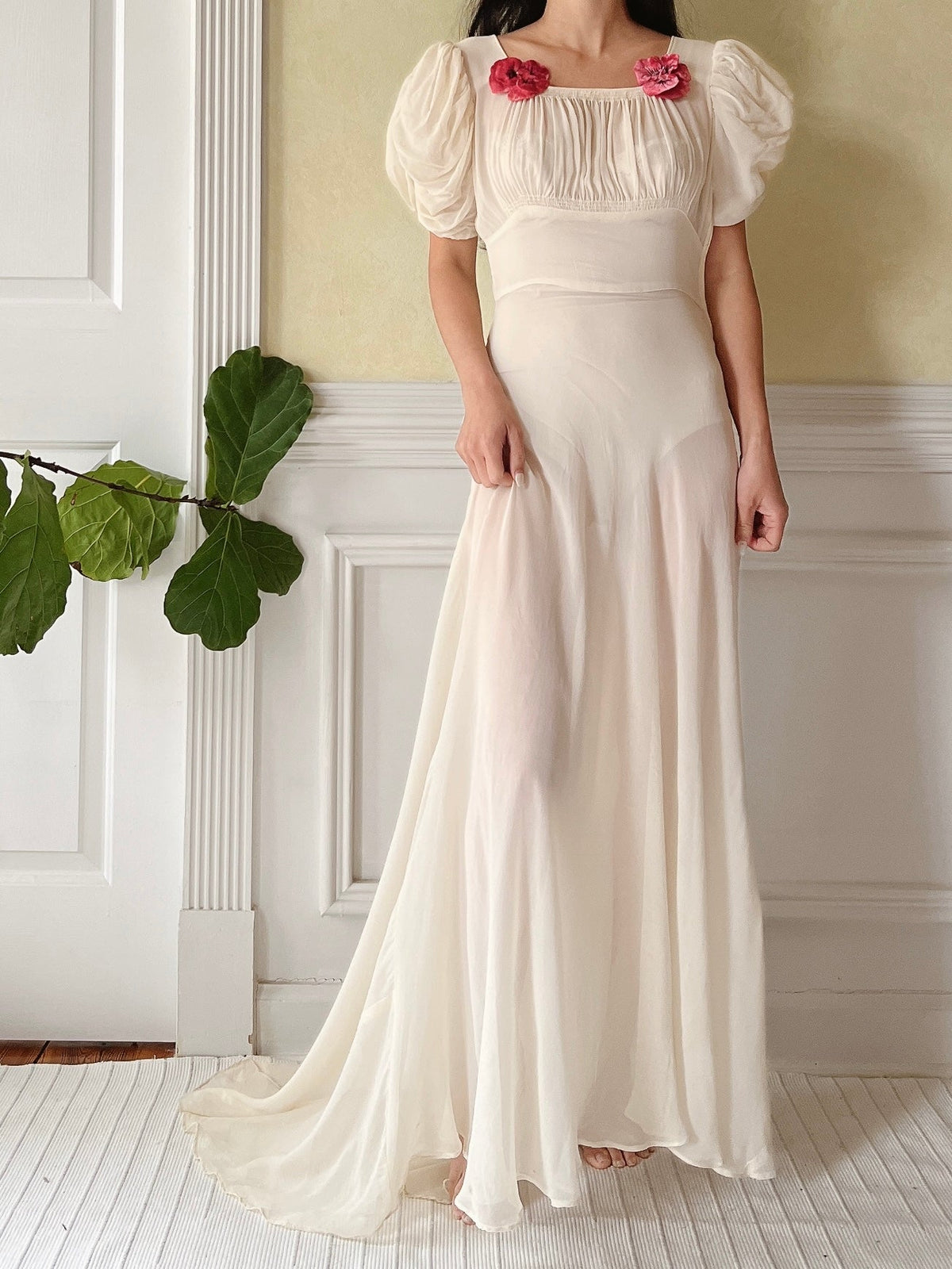 1940s Silk Chiffon Gown - XS
