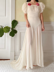 1940s Silk Chiffon Gown - XS