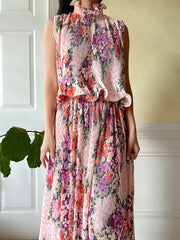 1960s 2-Piece Mushroom Pleated Ensemble - XS