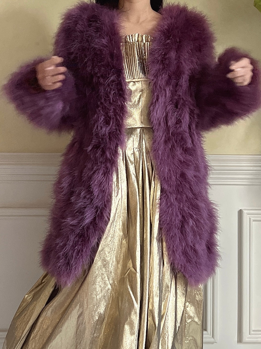 1950s Purple Feather Jacket/Coat - M