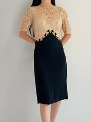 1930s Lace and Rayon Dress - XS