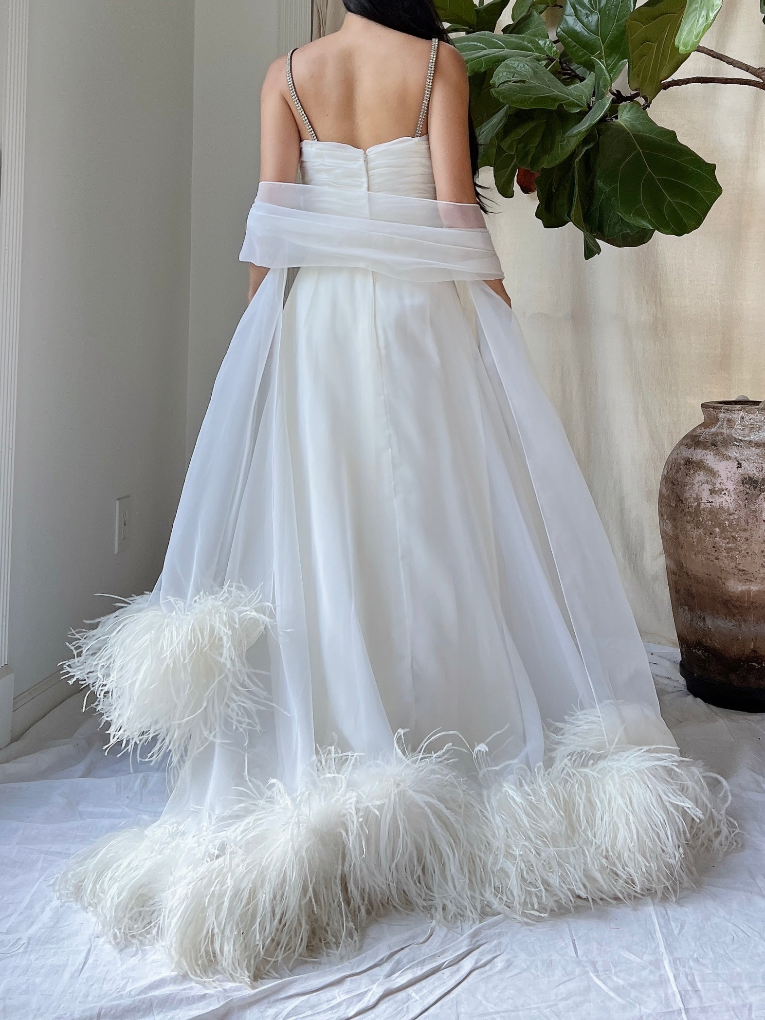 1960s Chiffon Feather Gown - XS