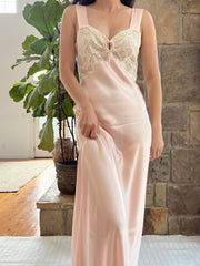 1930s Satin Keyhole Lace Bodice Gown - XS/S