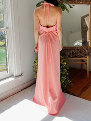 1960s Coral Jersey Halter Dress - S