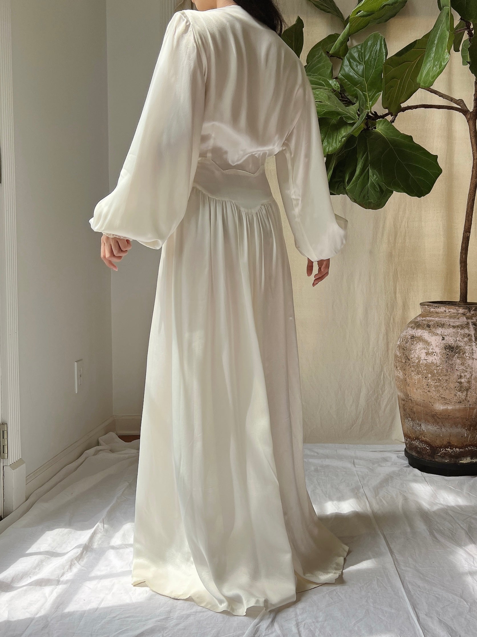 1940s Puff Sleeves Dressing Gown - S/M