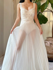 1940s Crystal Pleated Nylon Sheer Slip Dress - XS