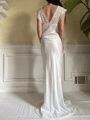 1930s Satin Needle Lace Gown - S/M