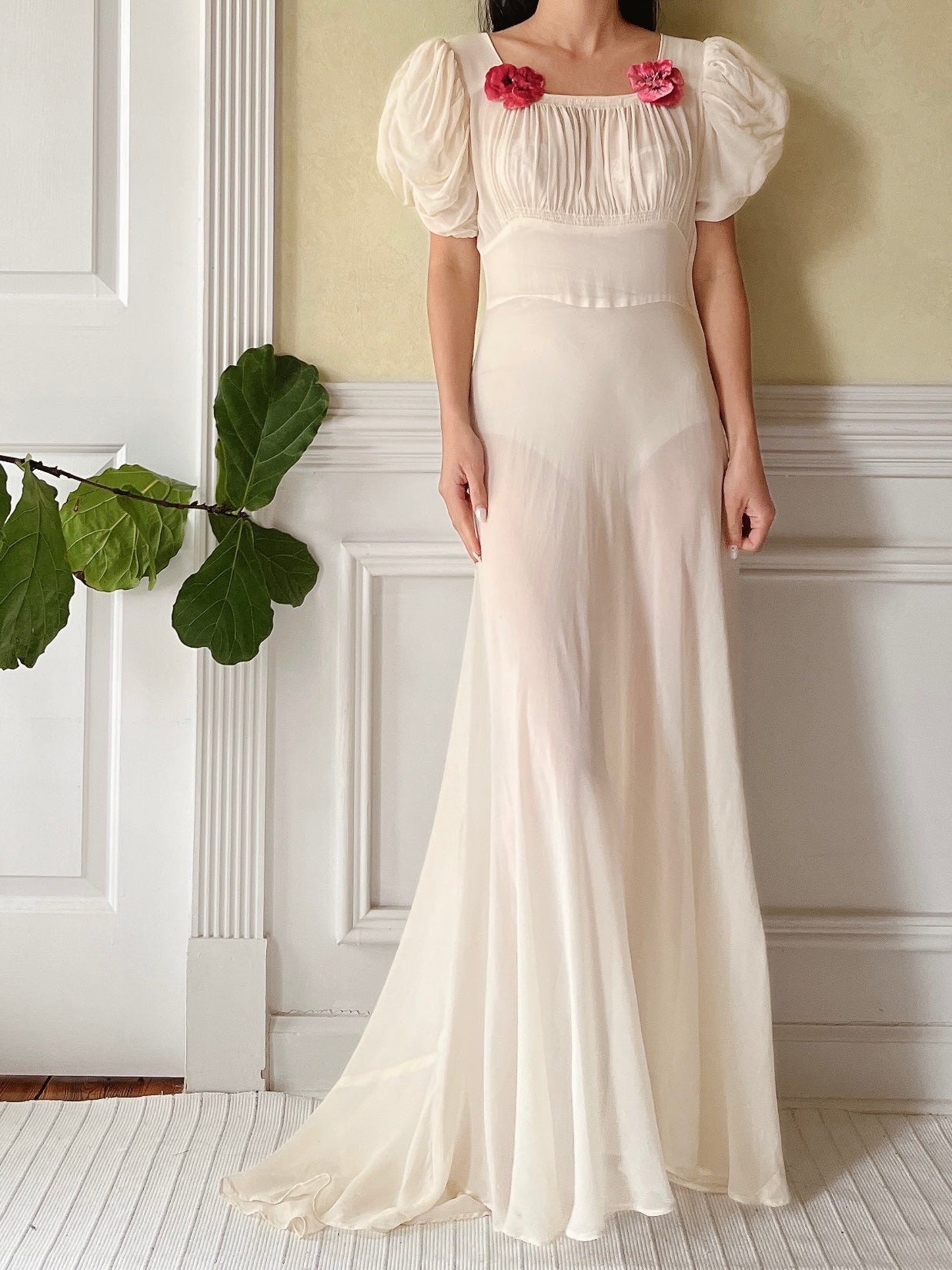1940s Silk Chiffon Gown - XS