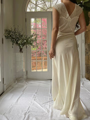 1930s Ivory Rayon Slip with Lace - M