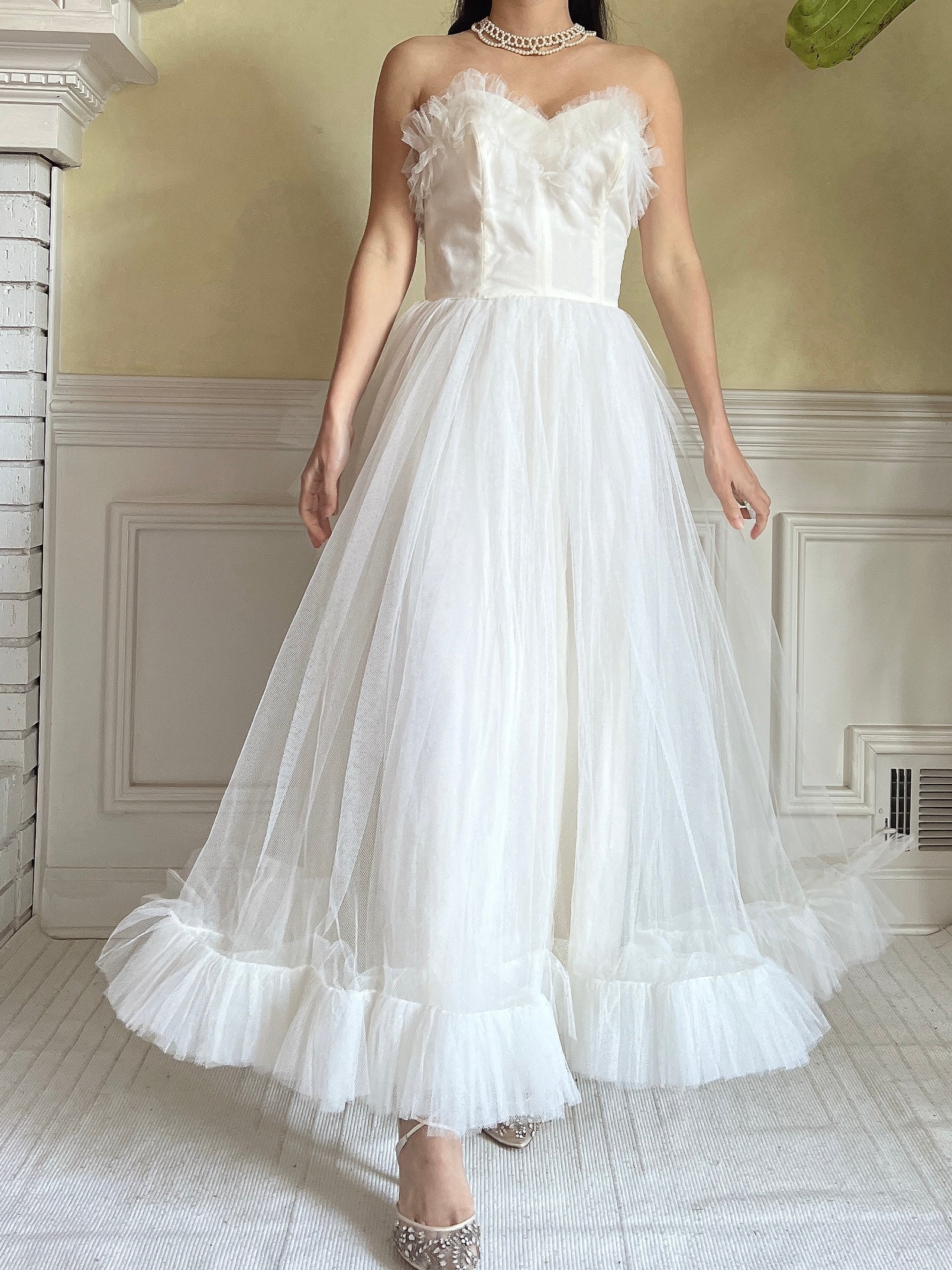 1950s Tulle Ruffle Dress - XS