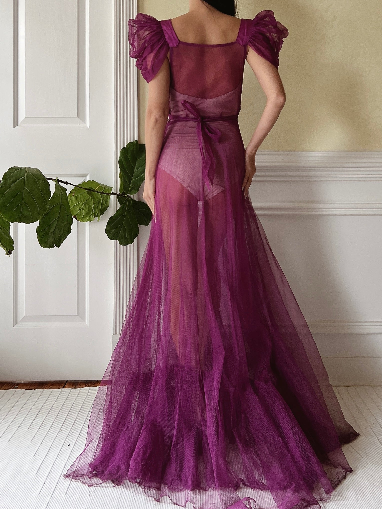 1940s Purple Net Tulle Gown - XS