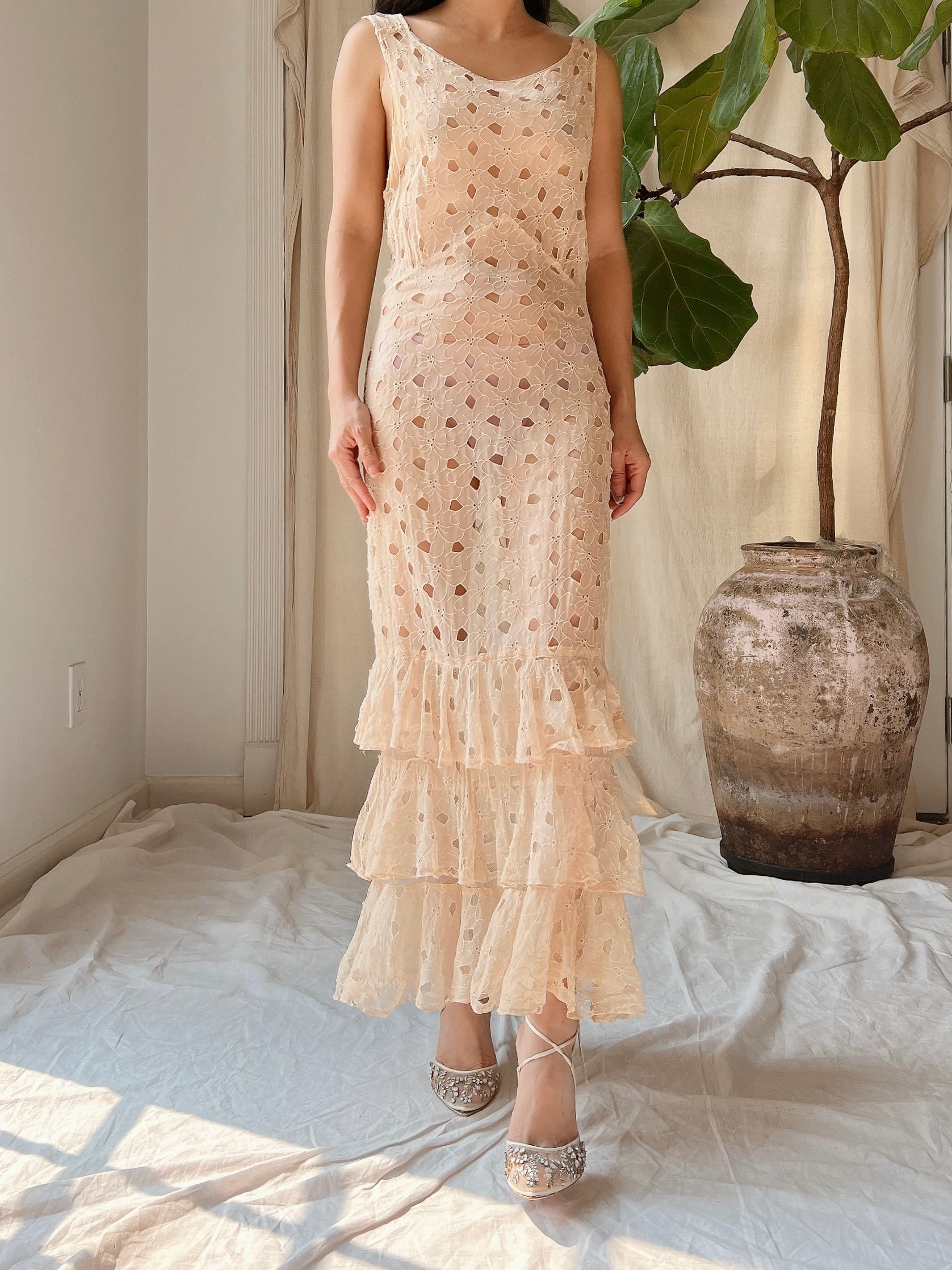 1930s Silk Cutout Dress - XS