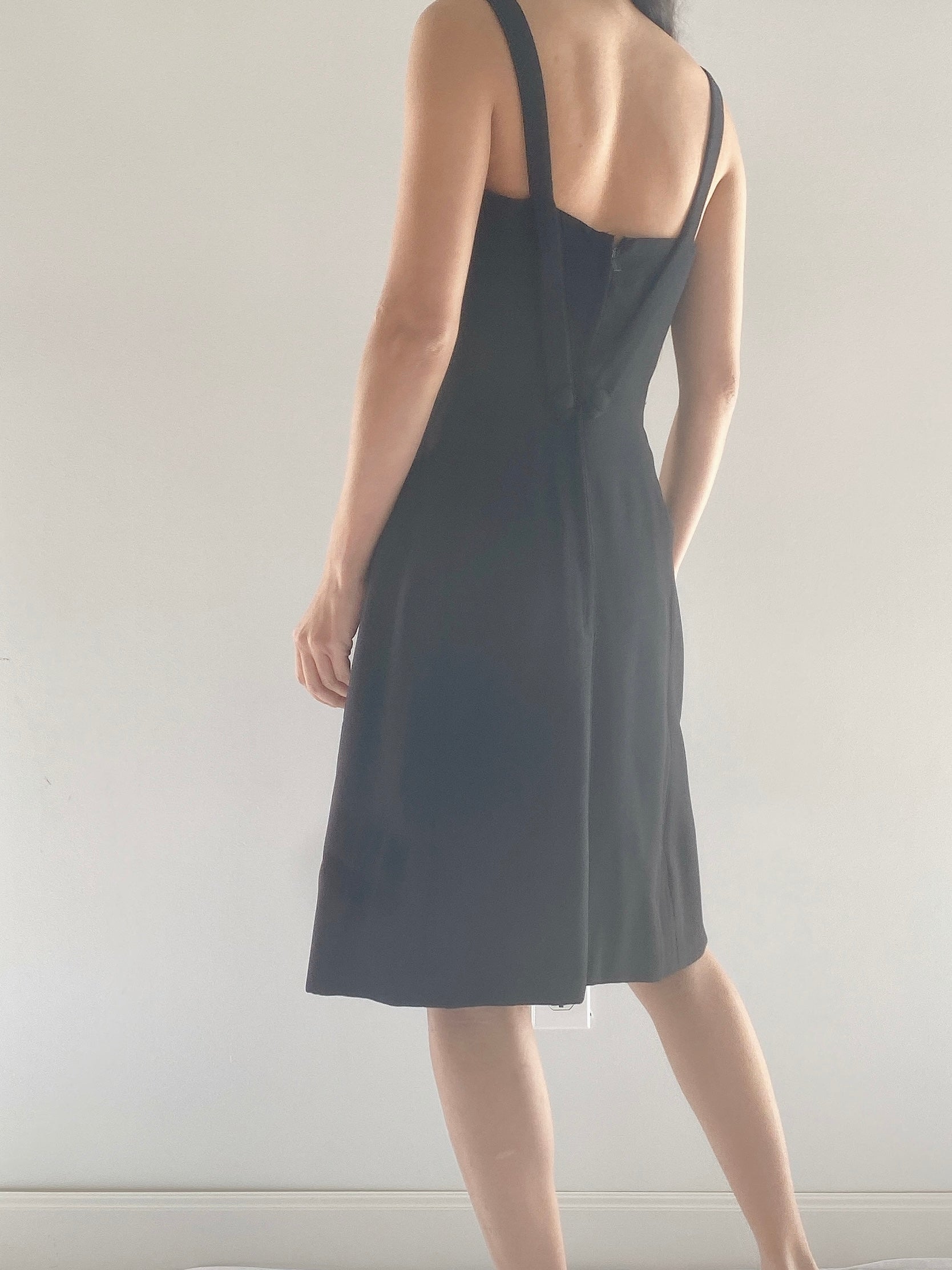 1960s Crepe and Silk Organza Ruffle Dress - XS/S