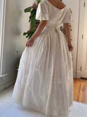 1950s Silk Floral Appliqué Dress - XS