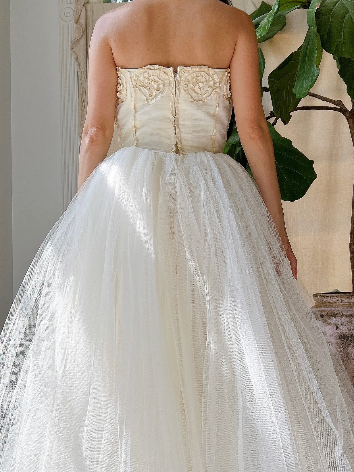 1950s Strapless Tulle Gown - XS