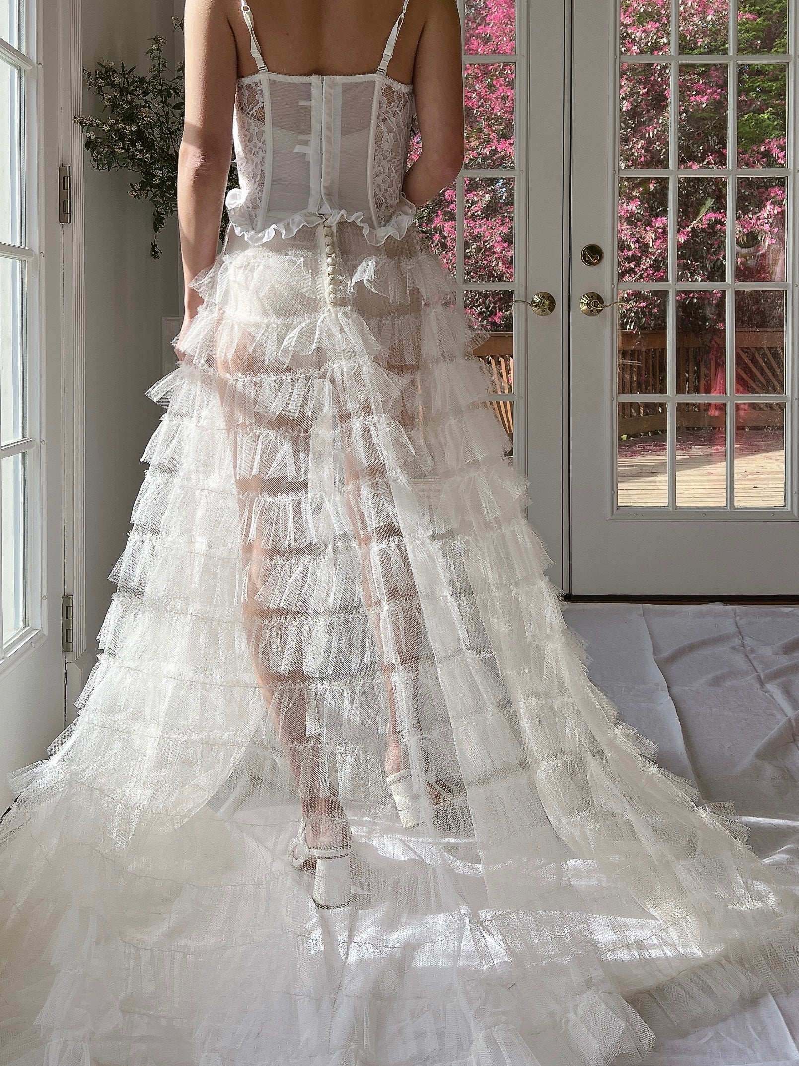 1950s Ivory Tulle Skirt - S