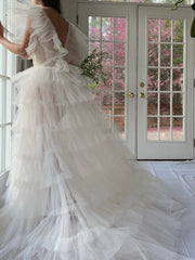 1950s Reconstructed Sheer Pleated Tulle Gown - S