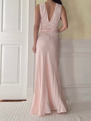1930s Pink Rayon Slip Gown - S