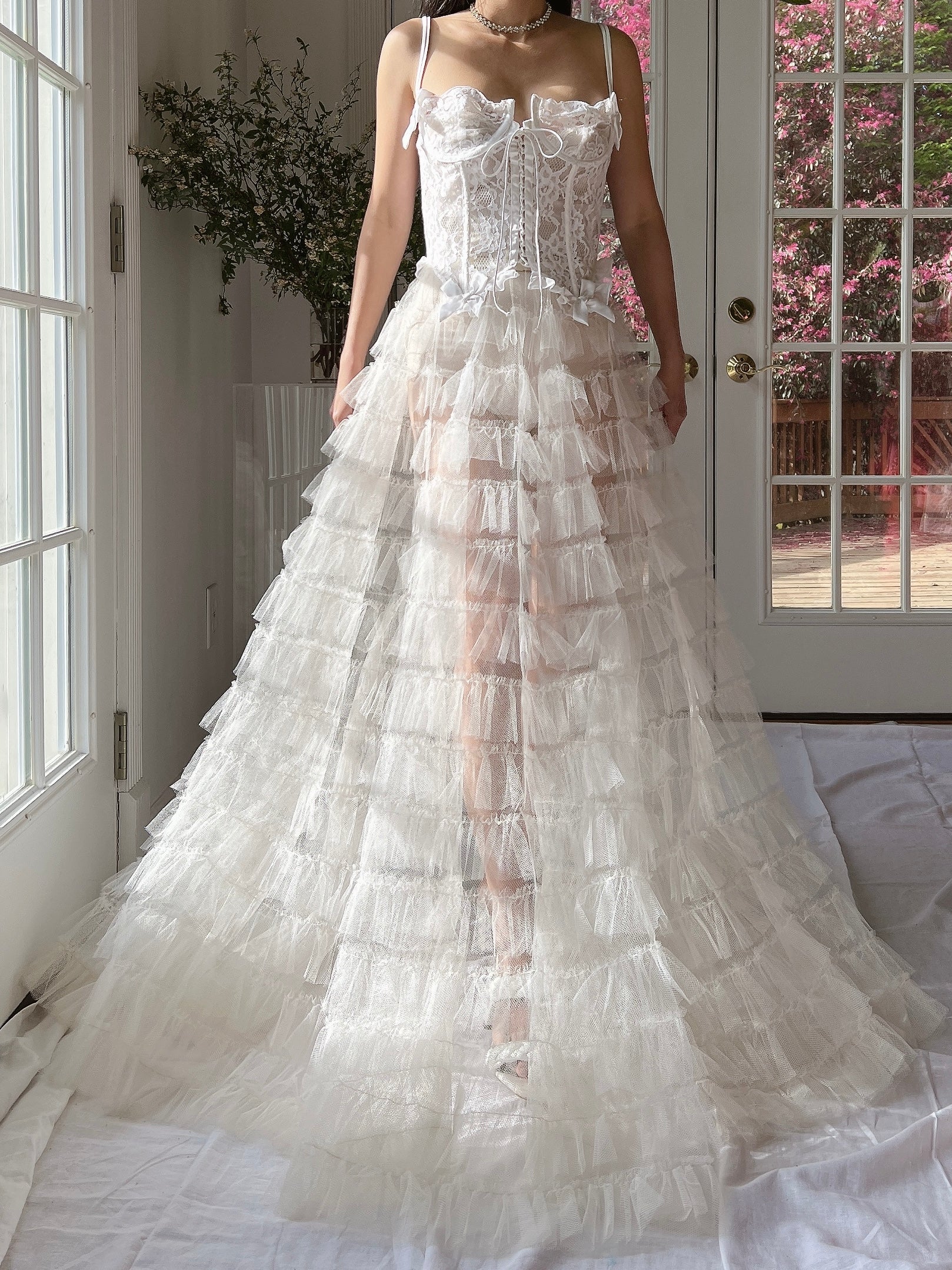 1950s Ivory Tulle Skirt - S