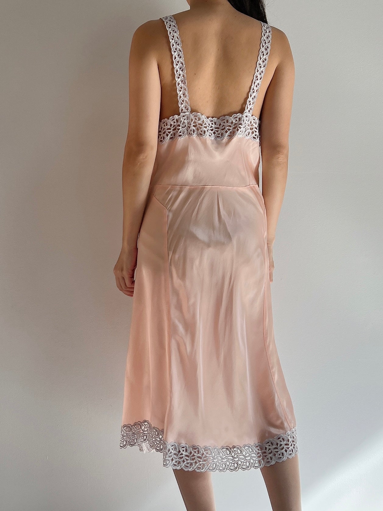 1930s Rayon Eyelet Cutout Slip - S/M