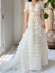 1940s Organdy Ruffle Dress - XS