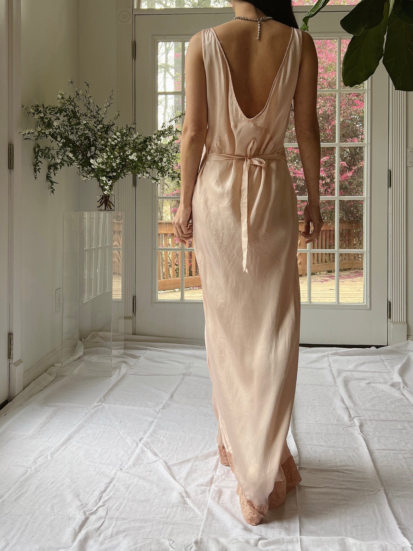 1930s Silk Bias Cut Slip - S/M