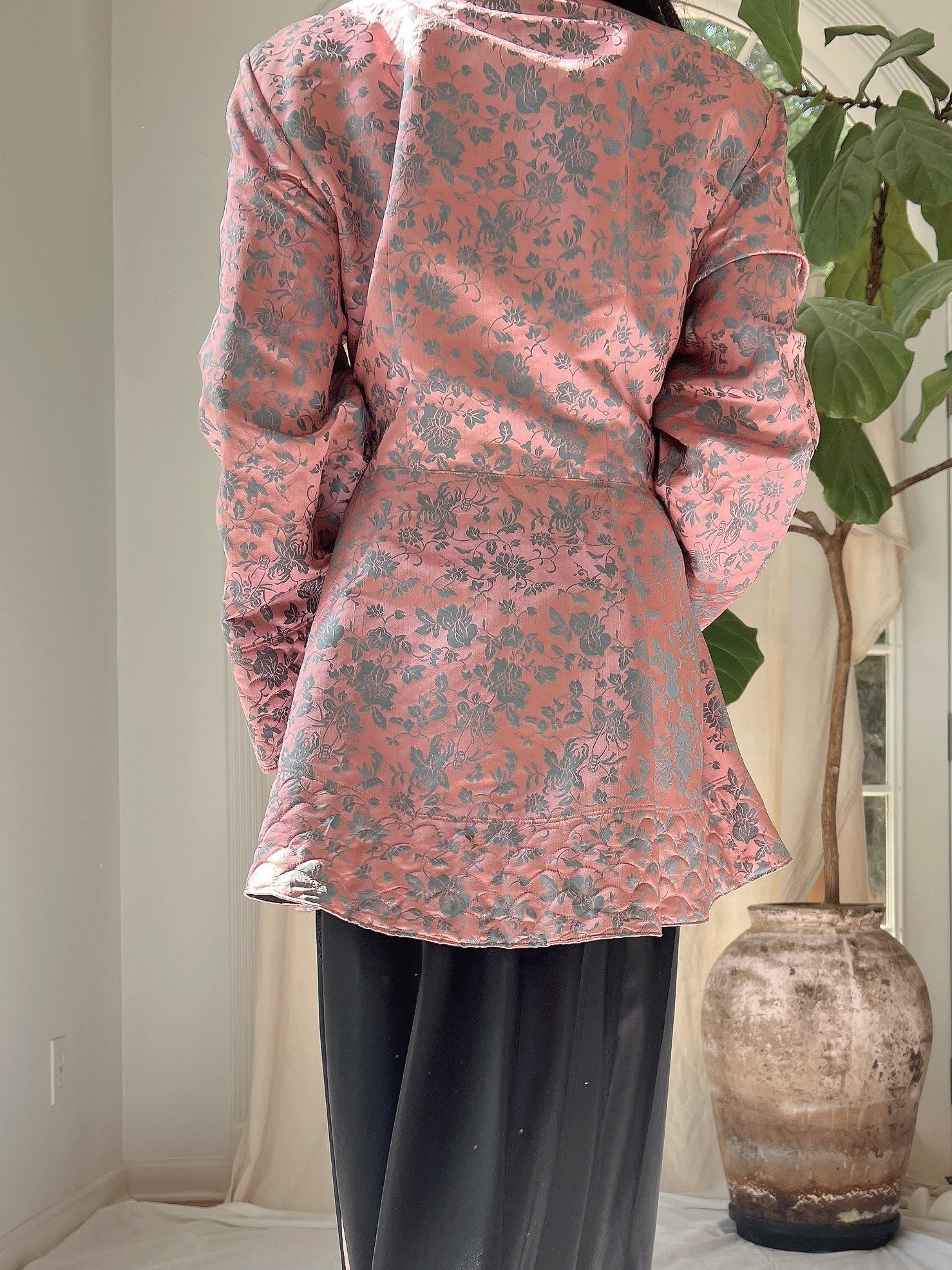 1940s Dusty Pink Brocade Jacket - M