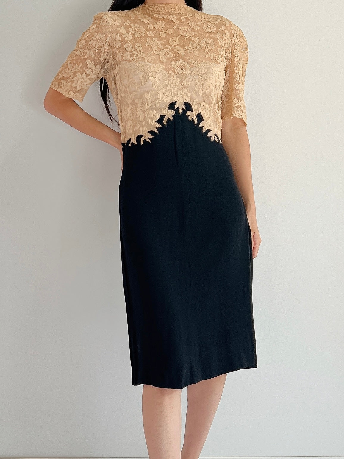 1930s Lace and Rayon Dress - XS