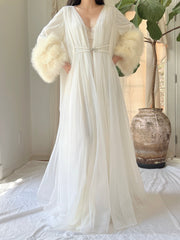 1950s Claire Sandra Lucie Ann Nylon Feather Robe - OSFM