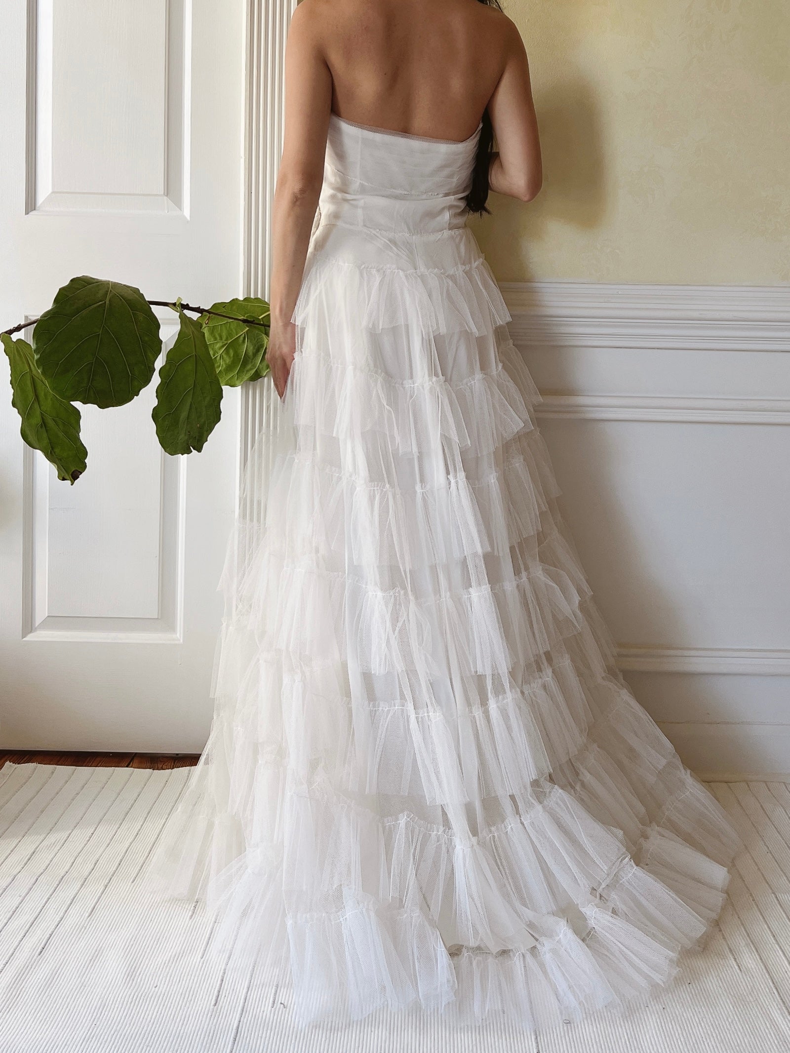 1950s Tulle Strapless Gown  - S