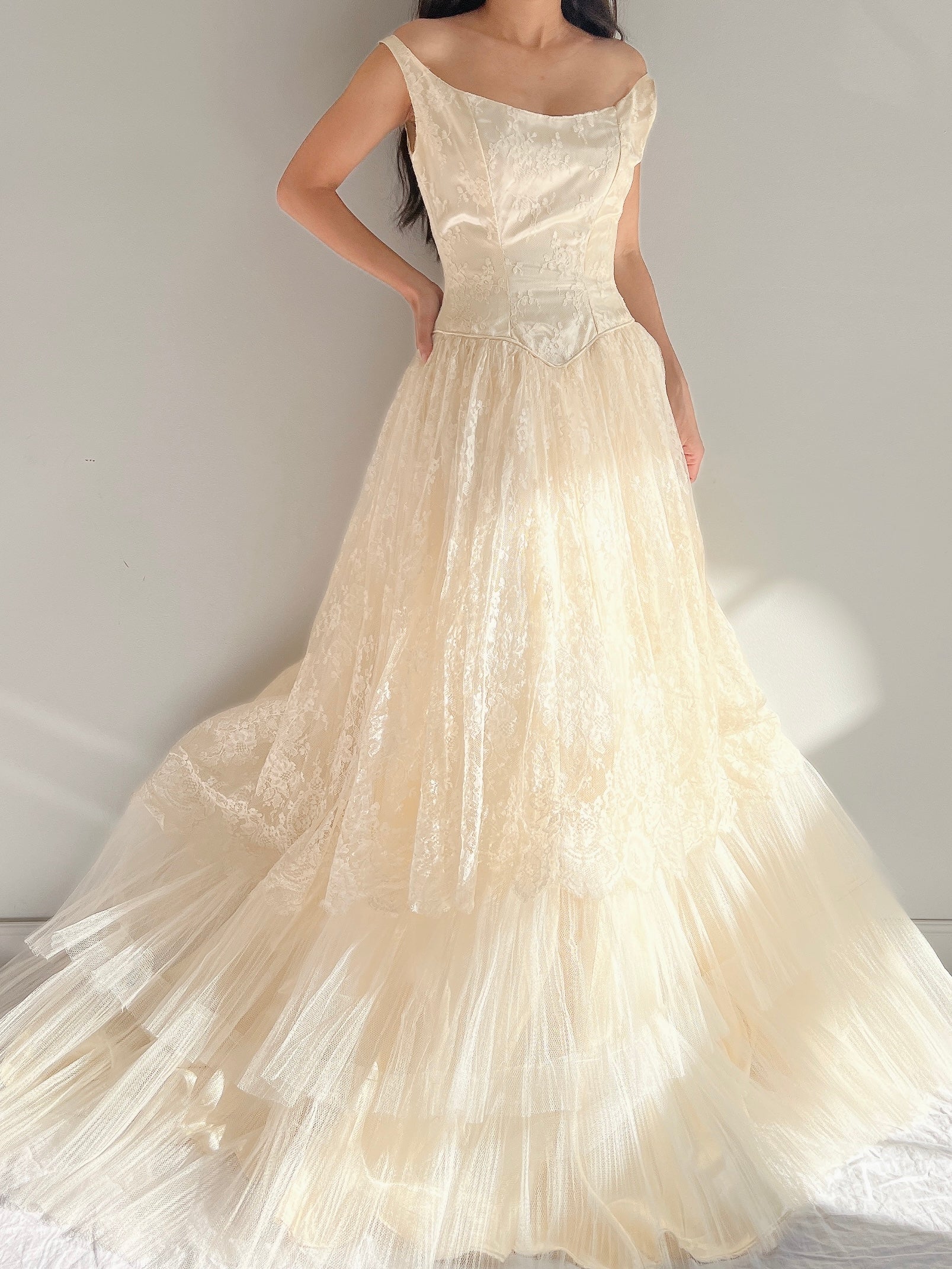 1950s Lace and Tulle Gown - XS/S