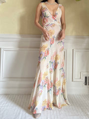 1930s Floral Rayon Chiffon Dress - S