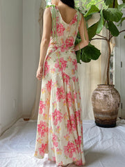 1930s Moire Floral Dress - S
