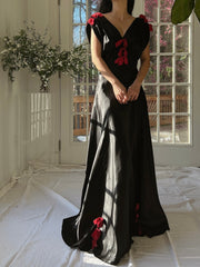 1930s Satin Bow Dress - XS