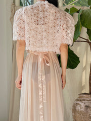 1930s Light Pink Organdy Cutout Bolero - S