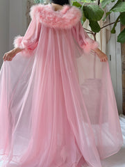 1960s Feather Nylon Dressing Gown - OSFM
