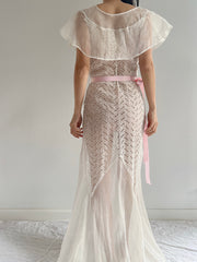1930s Organdy Cutout Dress - S
