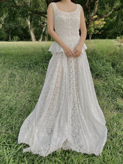 1930s Ivory Organdy Embroidered Cutout Gown - S