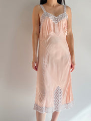 1930s Rayon Eyelet Cutout Slip - S/M