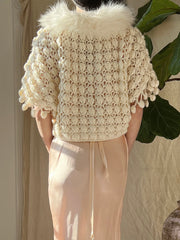1940s Crochet Fuzzy Collar Bolero - OSFM